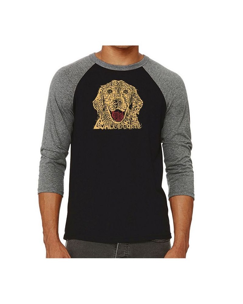 Dog Men's Raglan Word Art T-shirt Gray $25.19 T-Shirts