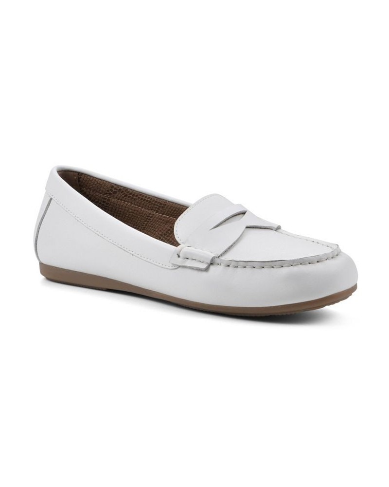 Women's Deutzia Slip-On Loafers White, Leather $44.65 Shoes