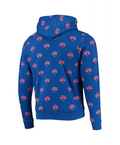 Men's and Women's Blue New York Knicks Allover Logo Pullover Hoodie $30.80 Sweatshirt