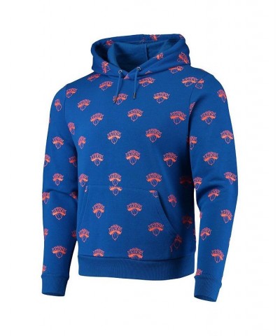 Men's and Women's Blue New York Knicks Allover Logo Pullover Hoodie $30.80 Sweatshirt