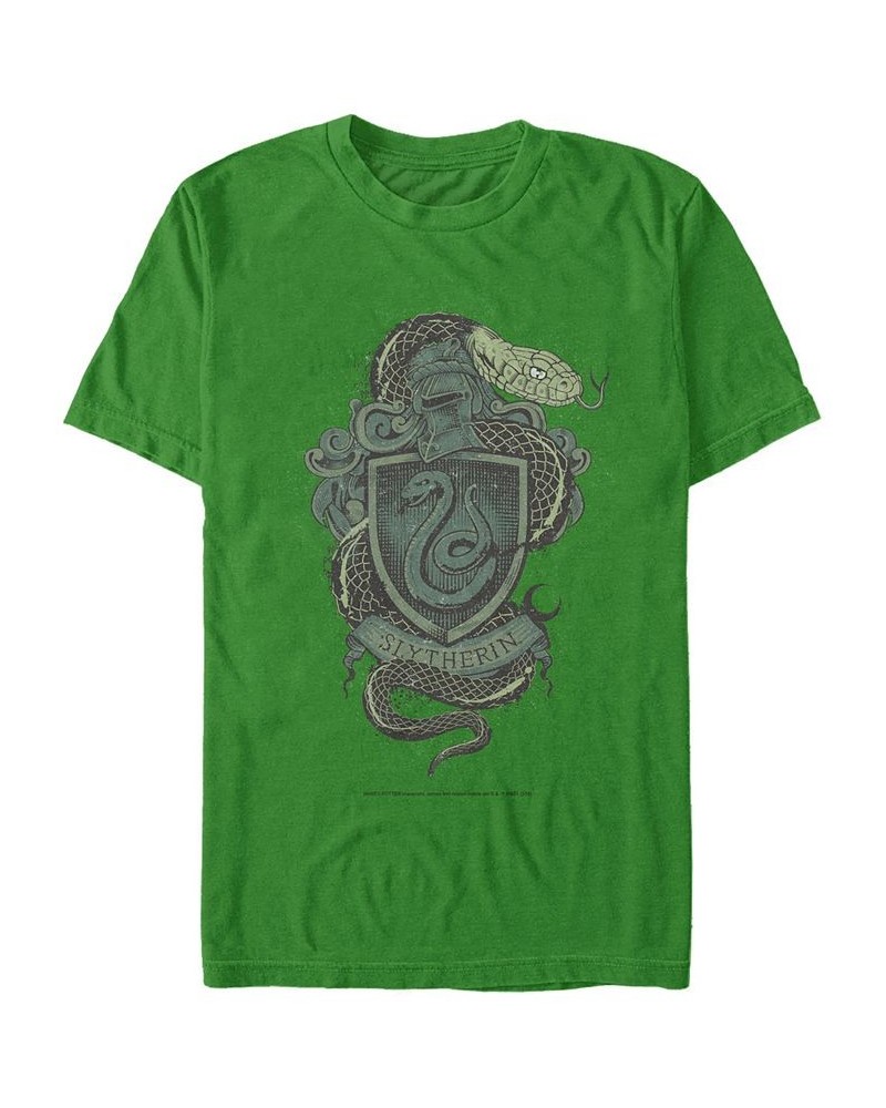 Men's Slytherin Crest Short Sleeve Crew T-shirt Green $20.64 T-Shirts