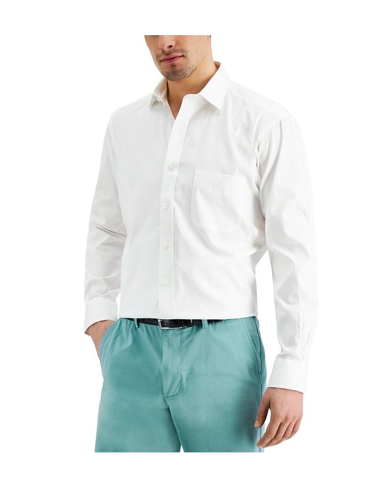 Men's Regular Fit Cotton Spread Collar Pinpoint Dress Shirt White $22.00 Dress Shirts