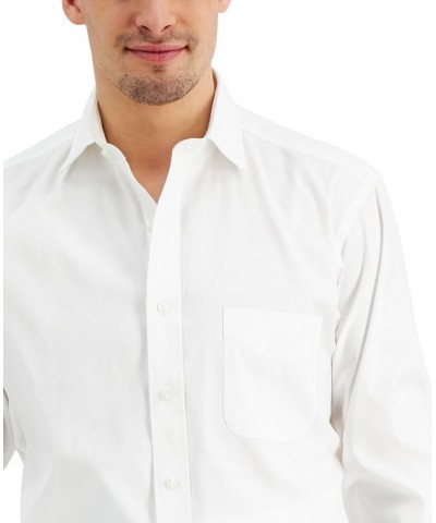 Men's Regular Fit Cotton Spread Collar Pinpoint Dress Shirt White $22.00 Dress Shirts