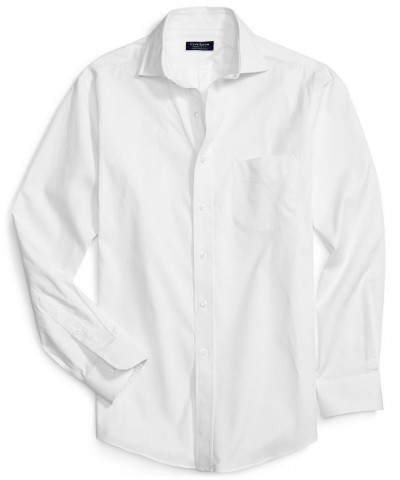 Men's Regular Fit Cotton Spread Collar Pinpoint Dress Shirt White $22.00 Dress Shirts