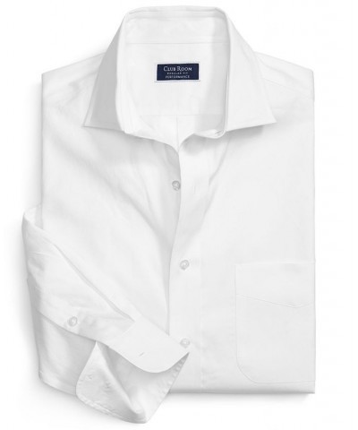 Men's Regular Fit Cotton Spread Collar Pinpoint Dress Shirt White $22.00 Dress Shirts