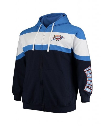 Men's Blue, Navy Oklahoma City Thunder Color Block Wordmark Logo Big and Tall Full-Zip Hoodie $31.61 Sweatshirt