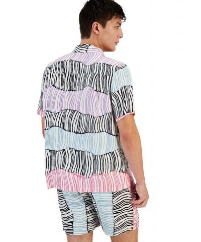 Men's Synest Printed Short Sleeve Button-Front Camp Shirt Black $34.40 Shirts