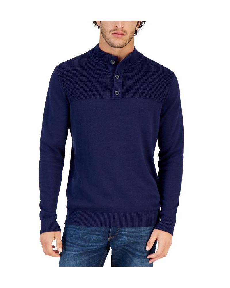 Men's Button Mock Neck Sweater PD06 $16.39 Sweaters