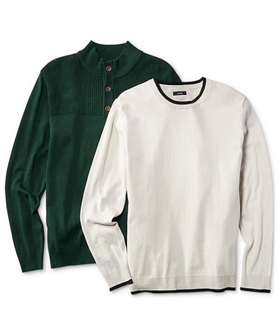 Men's Button Mock Neck Sweater PD06 $16.39 Sweaters