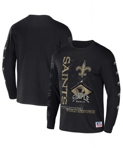 Men's NFL X Staple Black New Orleans Saints World Renowned Long Sleeve T-shirt $23.64 T-Shirts