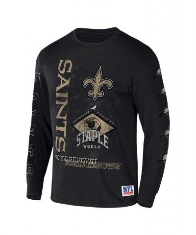 Men's NFL X Staple Black New Orleans Saints World Renowned Long Sleeve T-shirt $23.64 T-Shirts