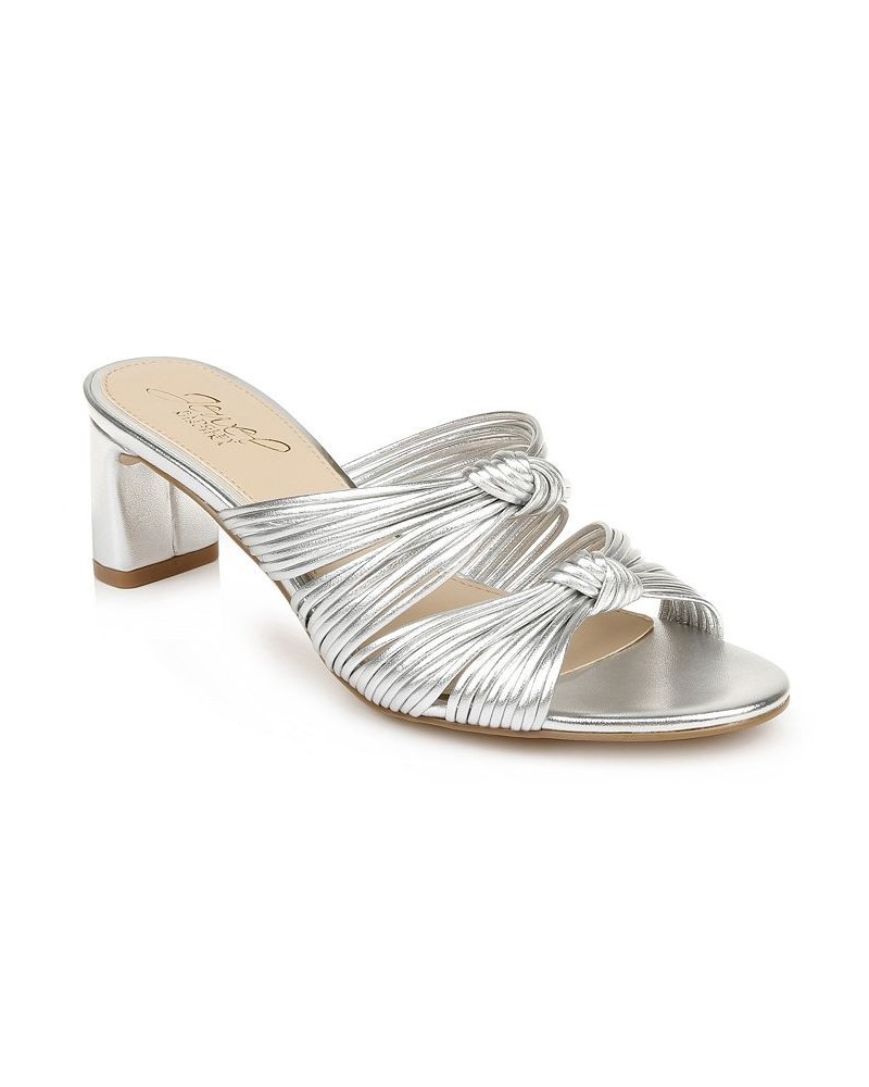 Women's Cheryl Evening Mule Sandals Silver $53.55 Shoes