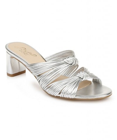 Women's Cheryl Evening Mule Sandals Silver $53.55 Shoes