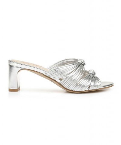 Women's Cheryl Evening Mule Sandals Silver $53.55 Shoes