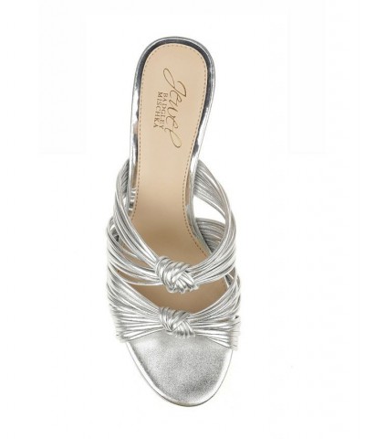 Women's Cheryl Evening Mule Sandals Silver $53.55 Shoes