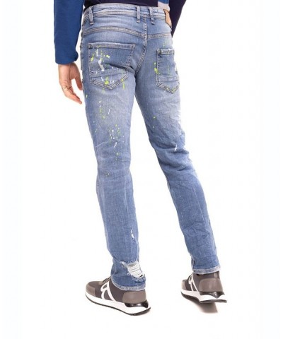 Men's Modern Neon Splatter Denim Jeans $85.50 Jeans