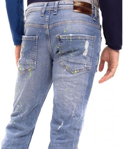 Men's Modern Neon Splatter Denim Jeans $85.50 Jeans