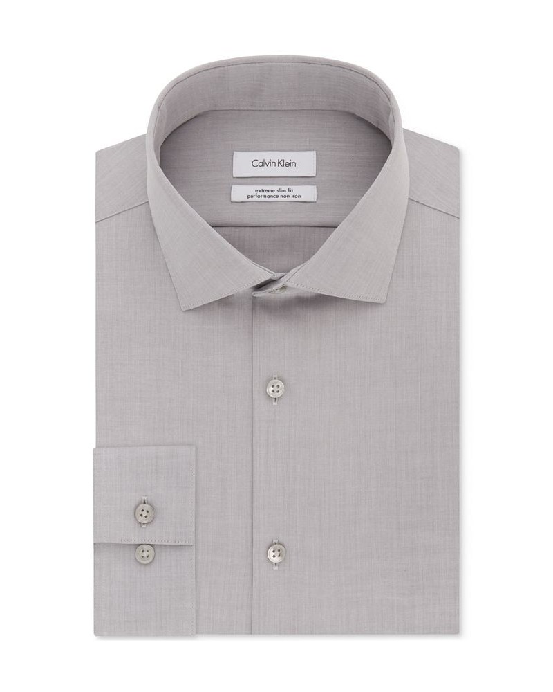 Calvin Klein Men's STEEL Extra-Slim Fit Non-Iron Performance Herringbone Dress Shirt Gray $27.36 Dress Shirts