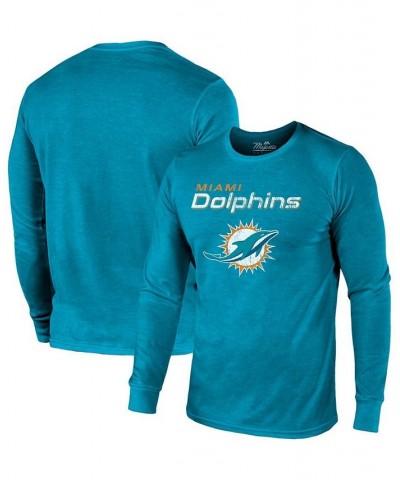 Miami Dolphins Lockup Tri-Blend Long Sleeve T-shirt - Aqua $35.99 T-Shirts