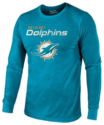 Miami Dolphins Lockup Tri-Blend Long Sleeve T-shirt - Aqua $35.99 T-Shirts