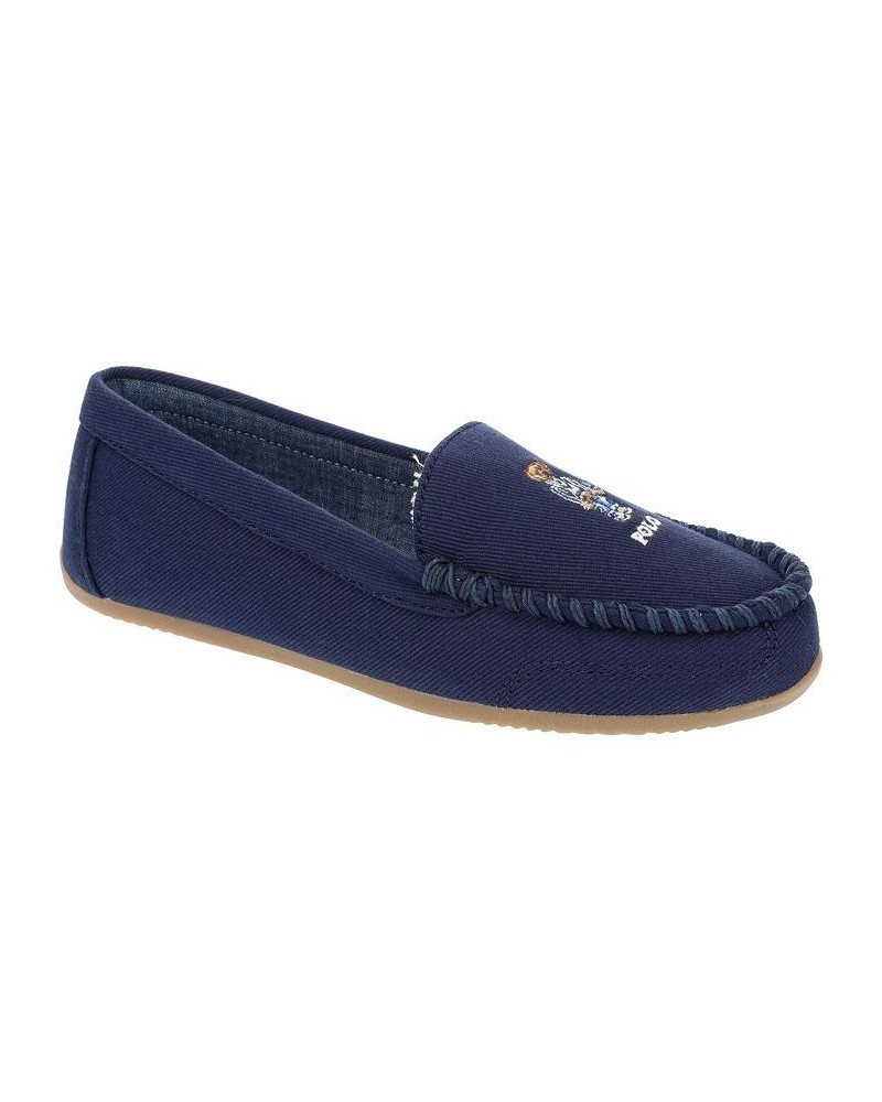 Women's American Bear Moccasin Slipper Blue $41.65 Shoes