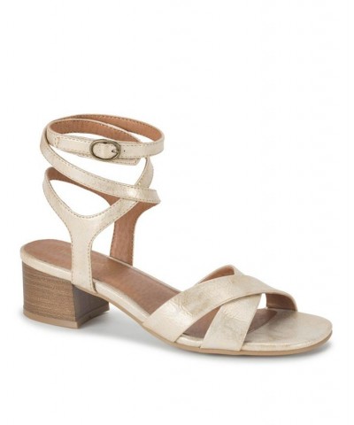 Women's Valerie Block Heel Sandal Gold $35.60 Shoes