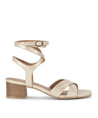 Women's Valerie Block Heel Sandal Gold $35.60 Shoes