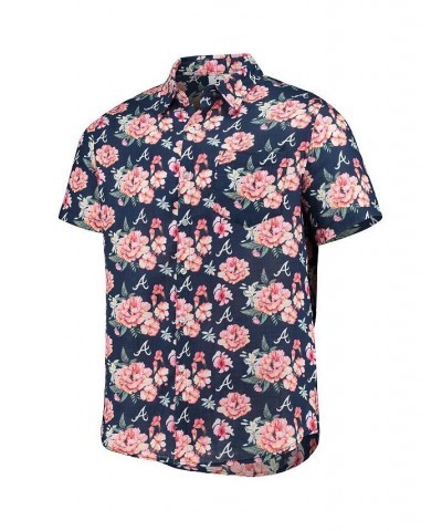 Men's Navy Atlanta Braves Floral Linen Button-Up Shirt $43.20 Shirts