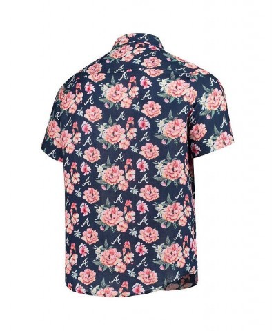 Men's Navy Atlanta Braves Floral Linen Button-Up Shirt $43.20 Shirts