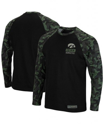 Men's Black Iowa Hawkeyes OHT Military-Inspired Appreciation Camo Raglan Long Sleeve T-shirt $23.50 T-Shirts