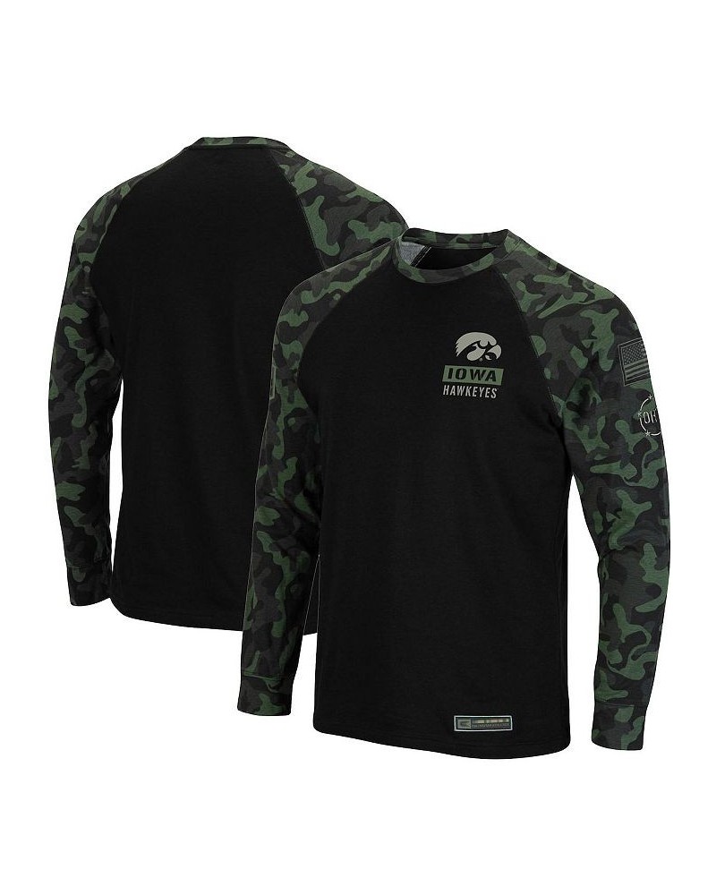 Men's Black Iowa Hawkeyes OHT Military-Inspired Appreciation Camo Raglan Long Sleeve T-shirt $23.50 T-Shirts