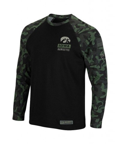 Men's Black Iowa Hawkeyes OHT Military-Inspired Appreciation Camo Raglan Long Sleeve T-shirt $23.50 T-Shirts