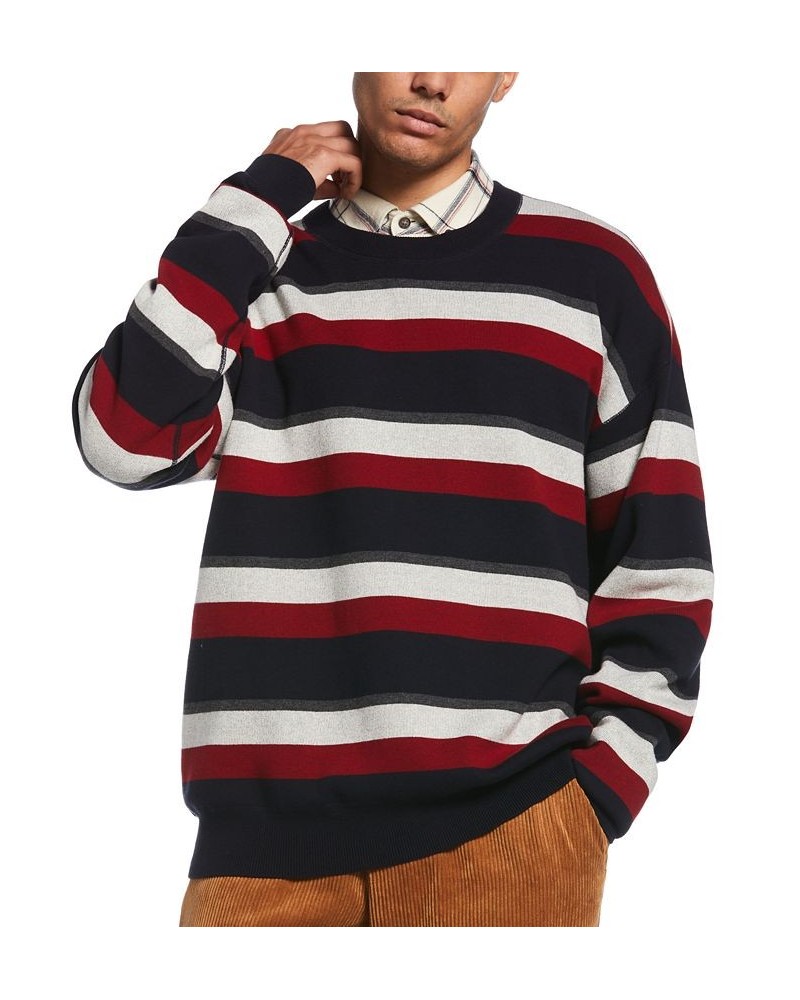 Men's Striped Crew Neck Sweater Blue $15.27 Sweaters