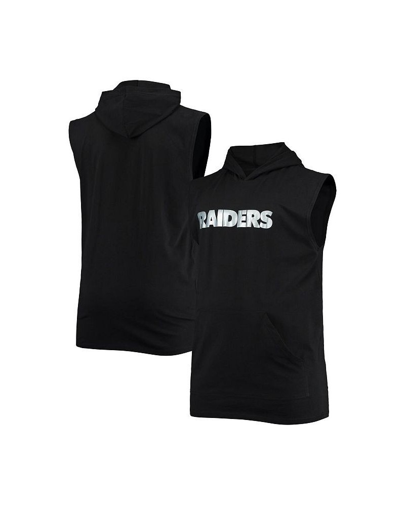 Men's Black Las Vegas Raiders Big and Tall Muscle Sleeveless Pullover Hoodie $21.60 T-Shirts