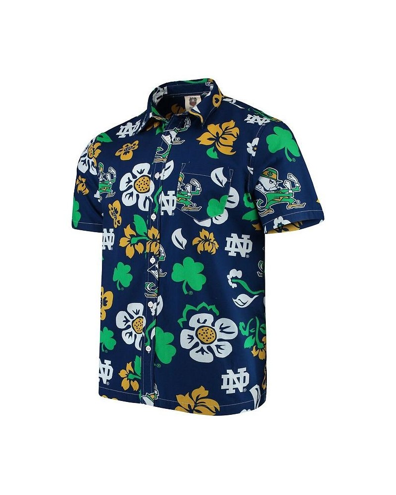 Men's Navy Notre Dame Fighting Irish Floral Button-Up Shirt $38.49 Shirts