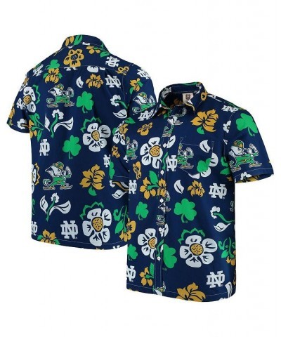 Men's Navy Notre Dame Fighting Irish Floral Button-Up Shirt $38.49 Shirts