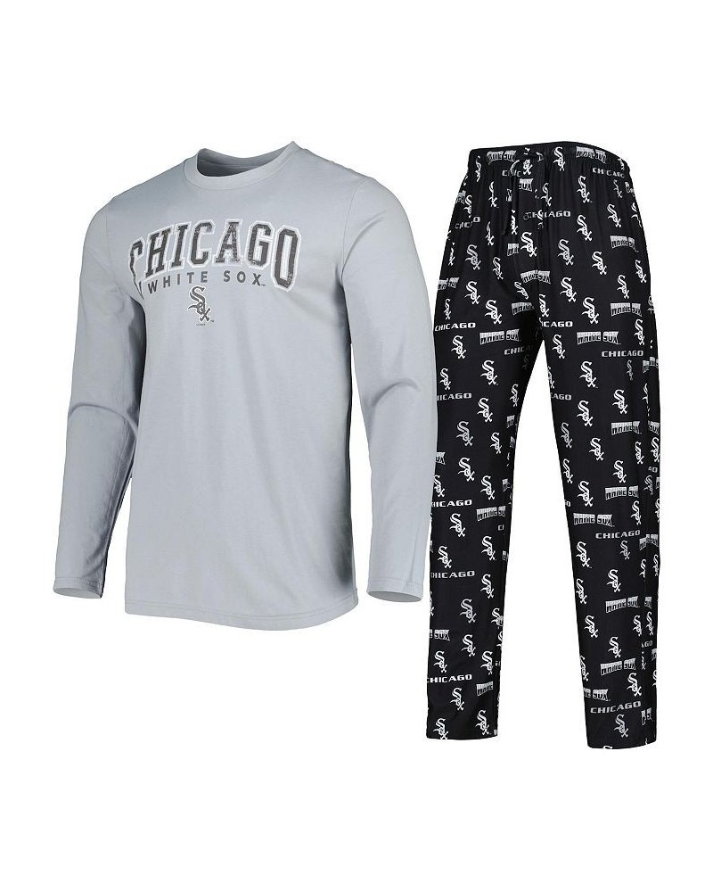 Men's Black, Gray Chicago White Sox Breakthrough Long Sleeve Top and Pants Sleep Set $42.39 Pajama