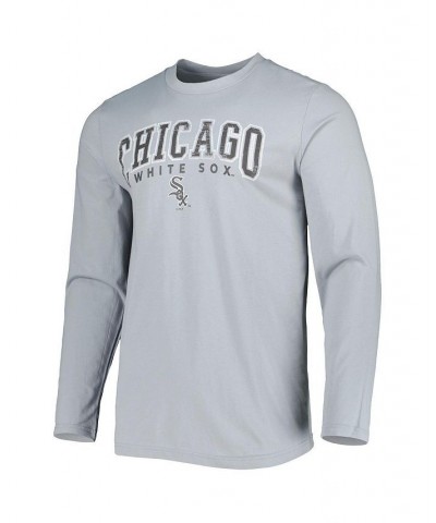 Men's Black, Gray Chicago White Sox Breakthrough Long Sleeve Top and Pants Sleep Set $42.39 Pajama