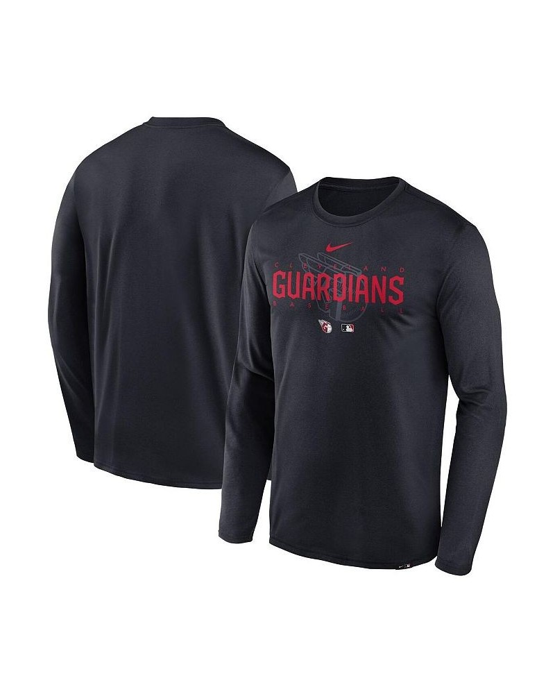 Men's Navy Cleveland Guardians Authentic Collection Team Logo Legend Performance Long Sleeve T-shirt $25.85 T-Shirts