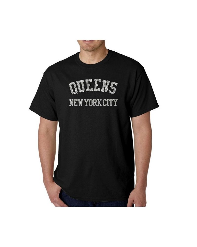 Mens Word Art T-Shirt - Queens NY Neighborhoods Black $17.84 T-Shirts