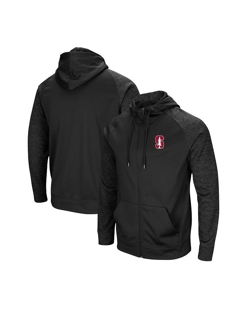 Men's Black Stanford Cardinal Blackout 3.0 Tonal Raglan Full-Zip Hoodie $30.00 Sweatshirt