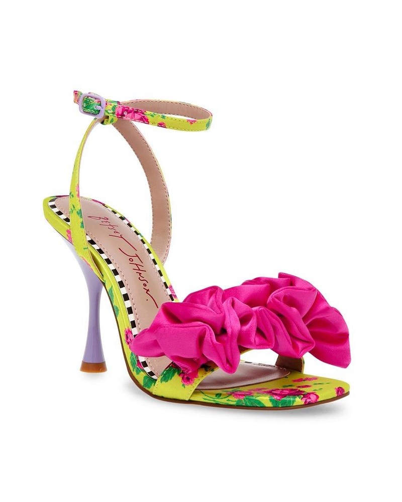 Women's Elmira Ruffled Floral Heel Sandals White Multi $51.48 Shoes