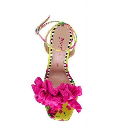 Women's Elmira Ruffled Floral Heel Sandals White Multi $51.48 Shoes