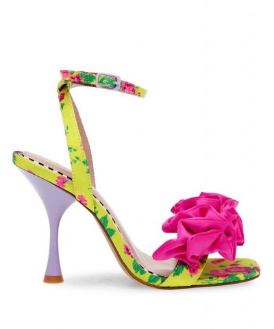 Women's Elmira Ruffled Floral Heel Sandals White Multi $51.48 Shoes