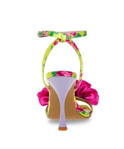 Women's Elmira Ruffled Floral Heel Sandals White Multi $51.48 Shoes