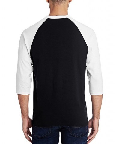 Men's Raglan Sleeves Yin Yang Cat Baseball Word Art T-shirt Black, White $24.29 Shirts