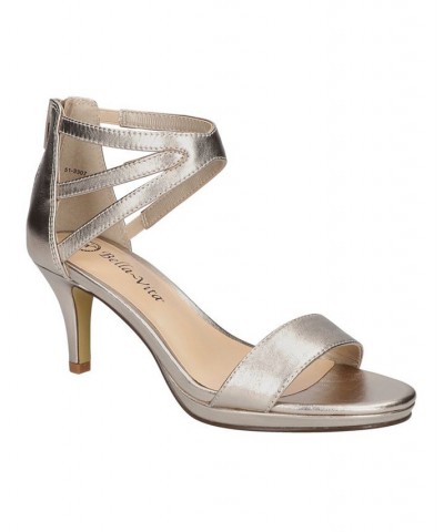 Women's Everly Heeled Sandals Champagne Leather $41.60 Shoes