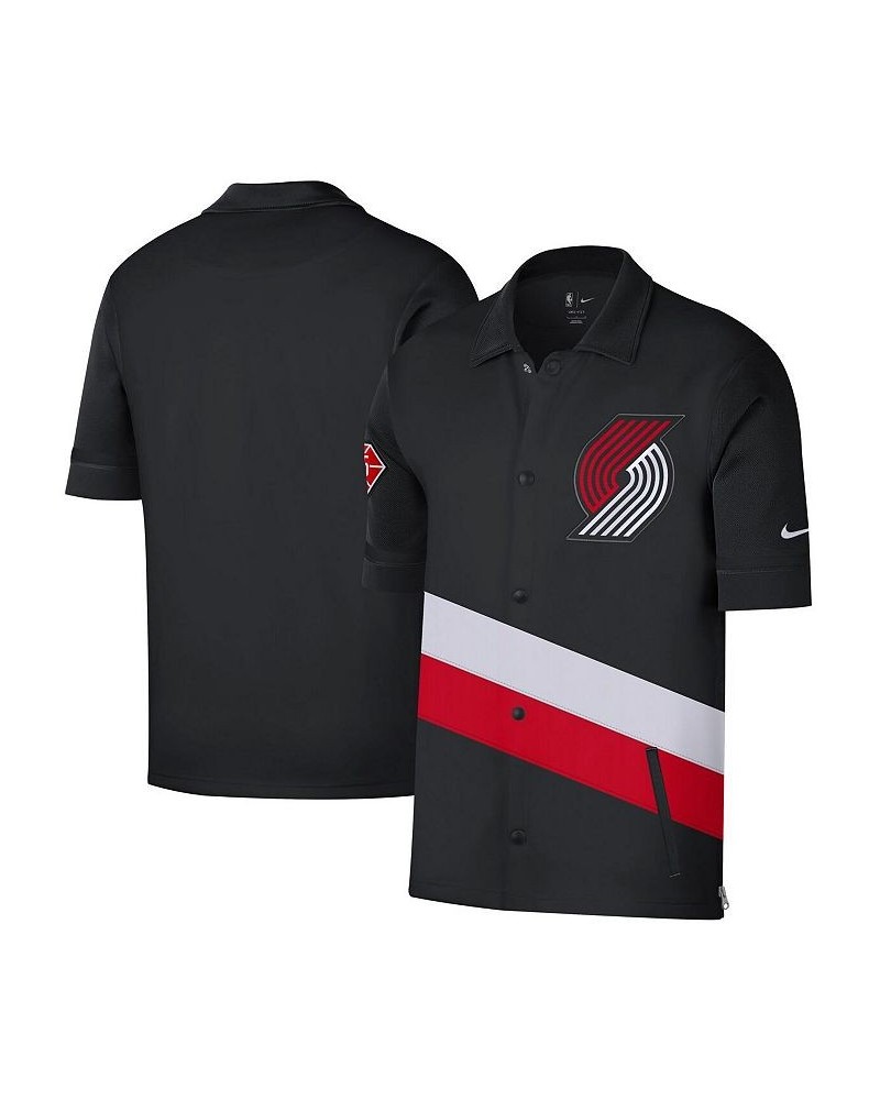 Men's Black, Red Portland Trail Blazers 2021/22 City Edition Therma Flex Showtime Short Sleeve Full-Snap Collar Jacket $56.35...