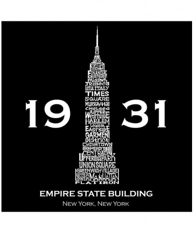 Empire State Building Men's Raglan Word Art T-shirt Black $26.99 T-Shirts