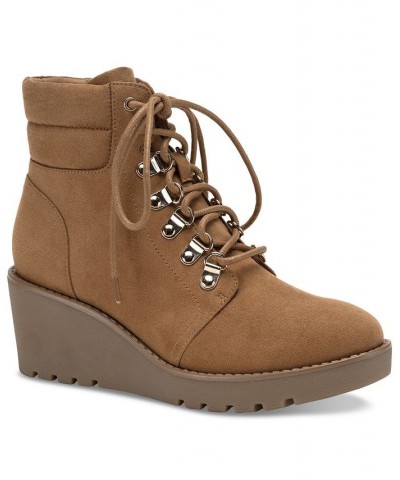 Carmenn Wedge Booties Tan/Beige $22.76 Shoes